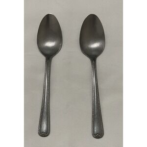 Unbranded Soup Spoons Unisex OS Silver Stainless Steel Beaded Rope Edge Set of 2